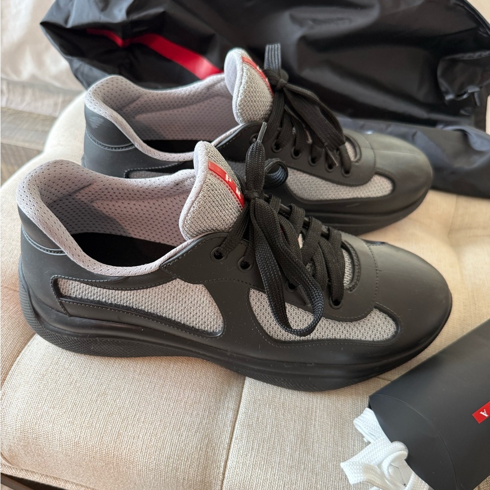 Prada Men's Black and Gray Sneakers
